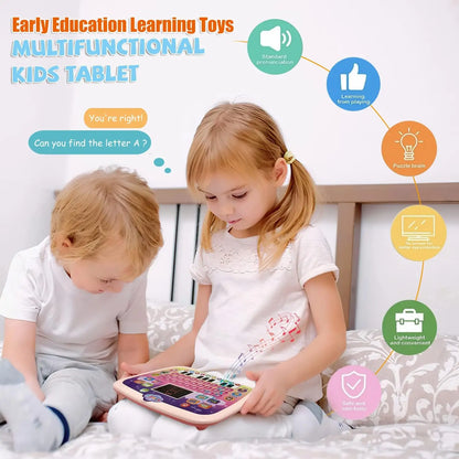 Kids Tablet, Educational Learning Pad with LED Screen, Early Development Interactive Electronic Toy for Boys & Girls