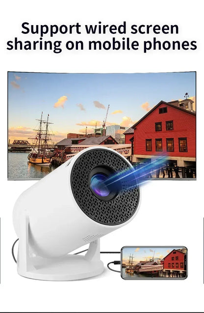HY200 1080P Portable Projector, 270° Adjustable for Home Theater, Supports Smartphone/Tablet/PC Connection