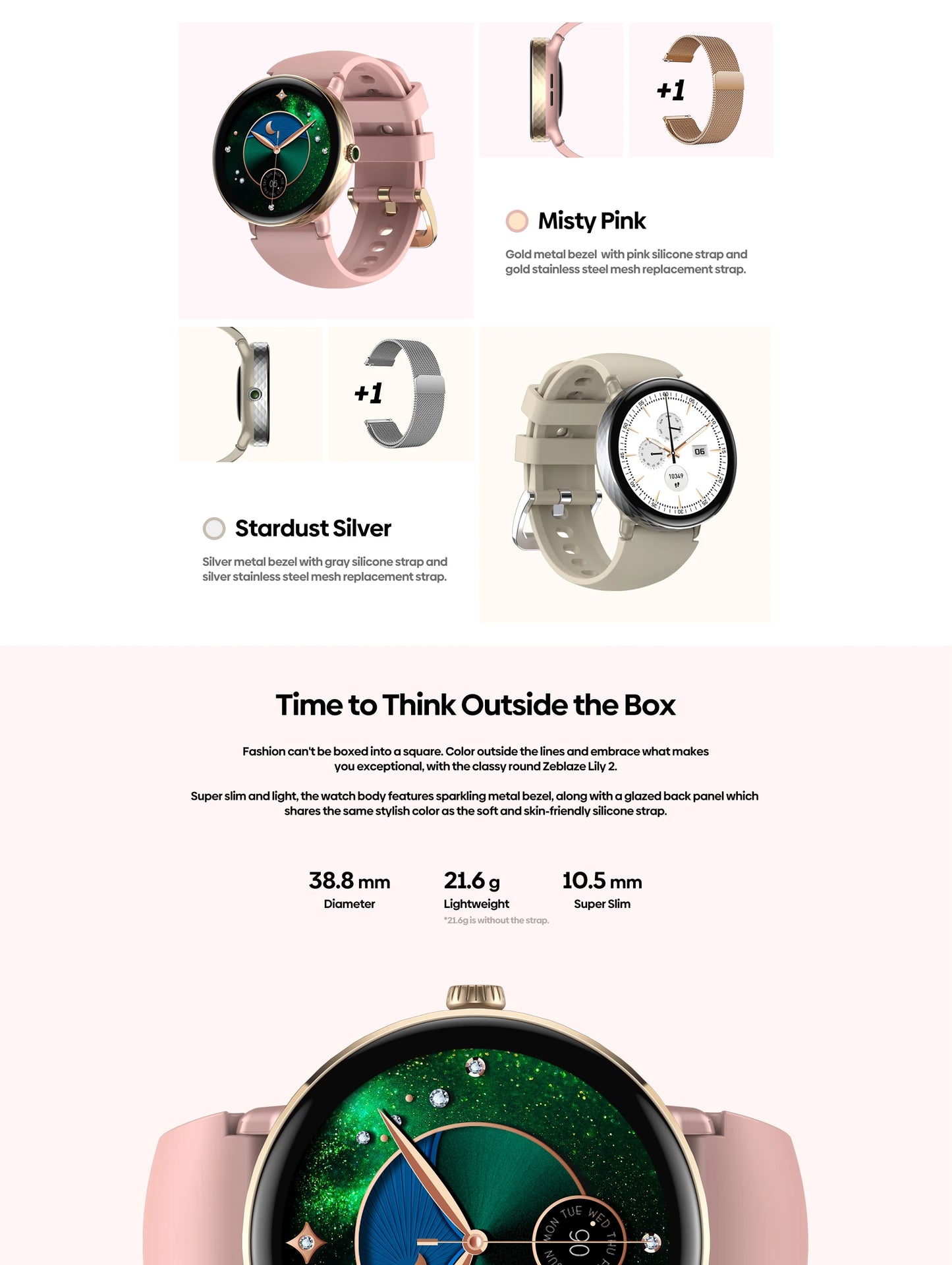 The NEW 2025 Zeblaze Lily 2 Voice Calling Female Smartwatch 1.2" AMOLED Screen Double Strap Health Management Sports Smart Watch