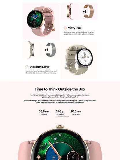 The NEW 2025 Zeblaze Lily 2 Voice Calling Female Smartwatch 1.2" AMOLED Screen Double Strap Health Management Sports Smart Watch
