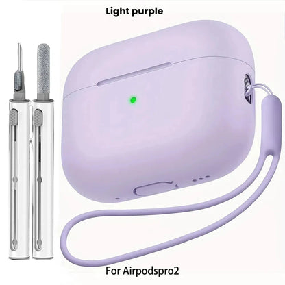 For AirPods Pro 2 Case Liquid Silicone Cover For AirPods Pro 2 2nd Pro2 2022 2023 Cases Sleeve With Cleaningr Pen Lanyard Funda