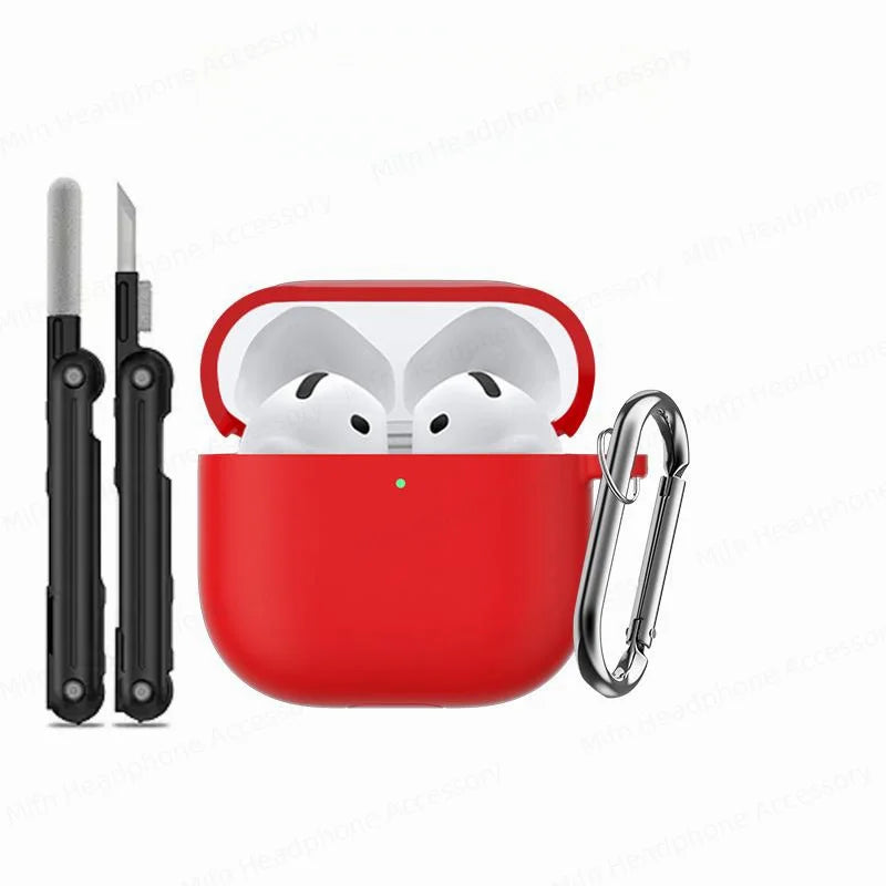 Cover for AirPods 4 Case 2024 3D Silicone Wireless Bluetooth Headphone Soft Protective Case for AirPods 4th Gen with Cleaner Kit