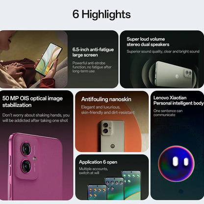 Motorola Moto G55 5G Smartphone 6.5'' 120Hz FHD+ Screen 50MP Dual OIS Camera Dimensity 7025 Octa Core 5000mAh Battery