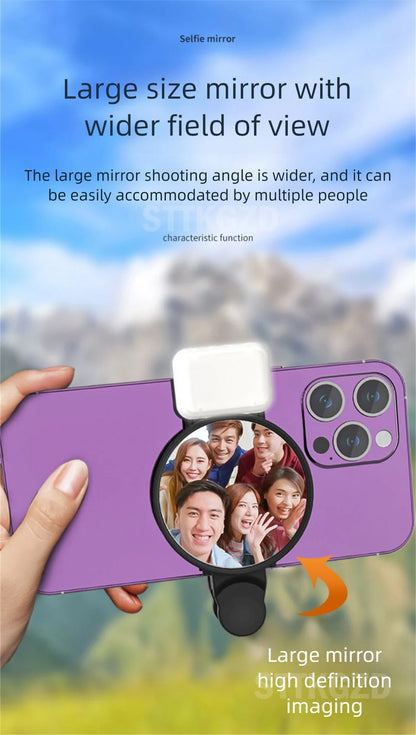 STTKGZD Selfie Reflector Mirror Mobile Phone Fill Light Kit Portable Mobile Mirror Clip Storage Bag Mobile Phone Rear Camera
