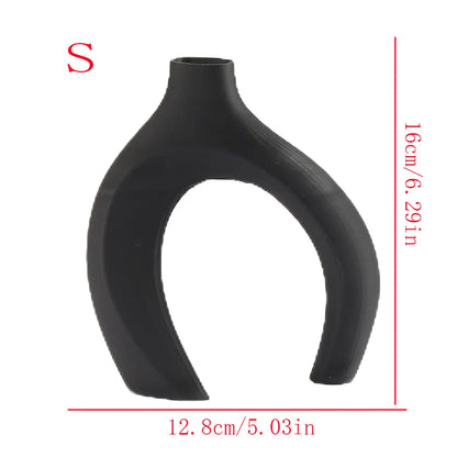 Hollow Nordic Modern Ceramic Vase Set of 2 for Modern Home Decor,Modern Boho Hollow Flower Vases for Living Room Bookshelf