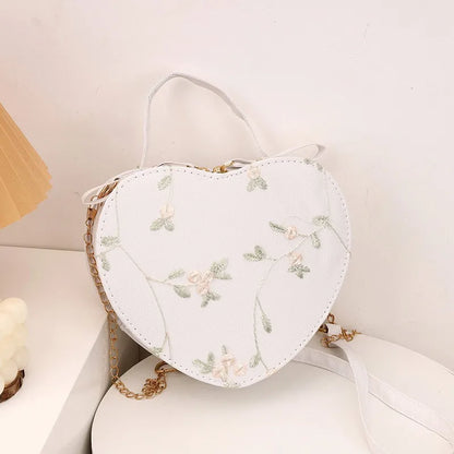 1Pcs New Fashionable Women's Bag PU Leather Shoulder Bag Women's Lace Peach Heart Creative Crossbody Bag Heart-shaped Handbags