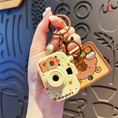 Capybara Luminous Projection Camera Toy Keychain Creative Cartoon Cute Capybara Bag Pendant
