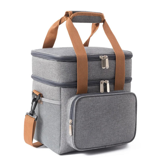 Picnic Cooler Bags Thermal Lunch Box Bag Double Layer Outdoor Camping Food Drink Ice Insulated Case Travel Storage Bags