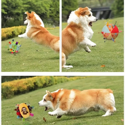 Interactive Ball Dog Toy Suitable for Aggressive Chewing Training, Stress Relief, Bite Sound Resistance, Plush Handle Dog Toy