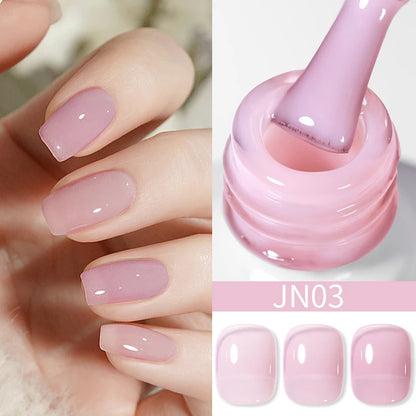 BORN PRETTY 10ml Wine Red Glitter Jelly Nude Gel Nail Polish Soak Off Translucent Color UV Light Cure for Nail Art DIY at Home
