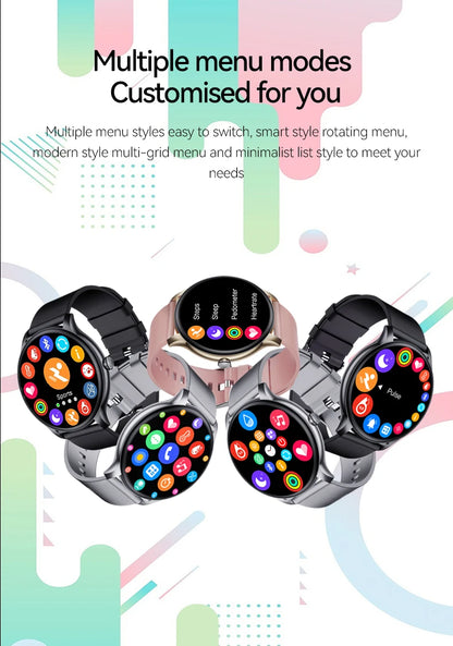 KESHUYOU New Smart Watch Women's Men's Full Touch Screen Bluetooth Talk Sports Fitness Tracker Heart Rate Monitor Smart Watch