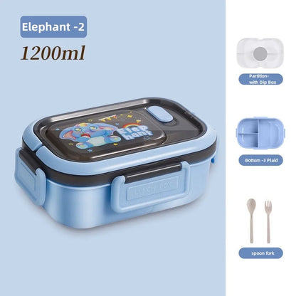 1200ML Double Layer Lunch Box Portable Compartment Salah Fruit Food Box Microwave Lunch Fork and Spoon Picnic Fresh Box