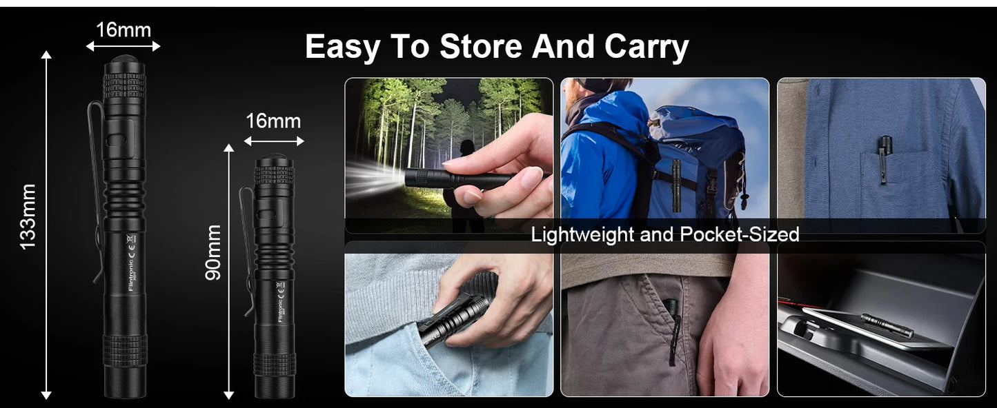 Portable Mini LED Pen Flashlight Waterproof Pocket Torch Handheld Light for Outdoor Camping Hiking Car Repair Emergency Home Use
