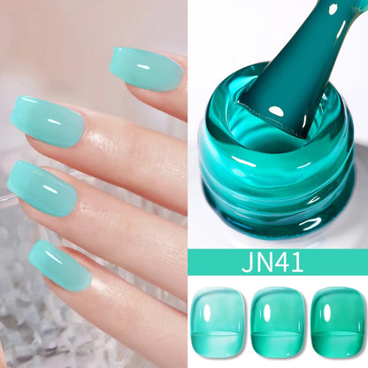 BORN PRETTY 10ml Wine Red Glitter Jelly Nude Gel Nail Polish Soak Off Translucent Color UV Light Cure for Nail Art DIY at Home