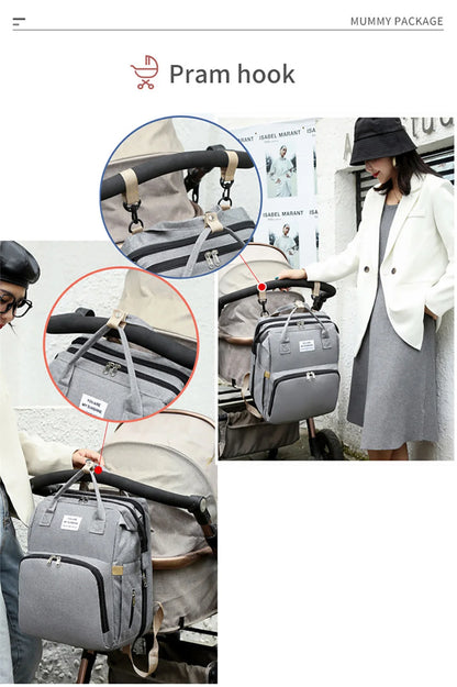 New Folding Mommy Bag Lightweight Portable Folding Crib Bed Large-capacity Baby Backpack Mommy Baby Diapers Bags Outting Bag