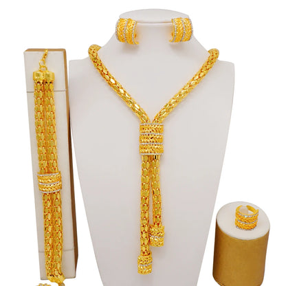 2023 Fine Jewelry Sets For Women Dubai Bridal Wedding Gifts Necklace Bracelet Earrings Ring Jewellery Set African Bead jewelry
