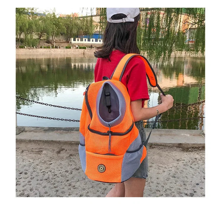 New Double Shoulder Portable Travel Backpack Outdoor Pet Dog Carrier Bag Pet Dog Front Bag Mesh Backpack
