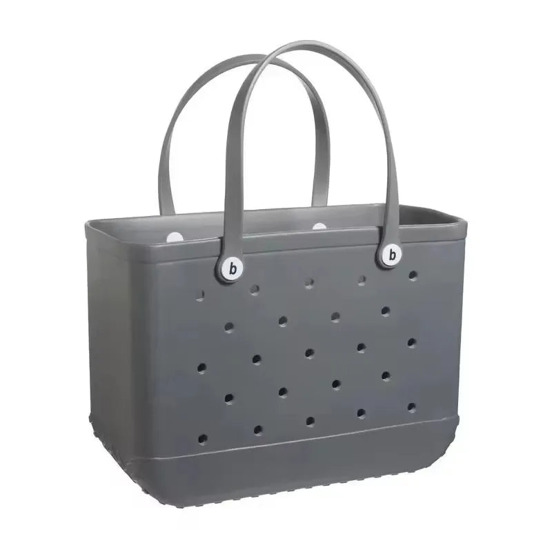 M/L/XL Fashion Beach Bags EVA Rubber Waterproof Storage Baskets Travel Shopping Handbag Women Shoulder Solid Color Tote Bag