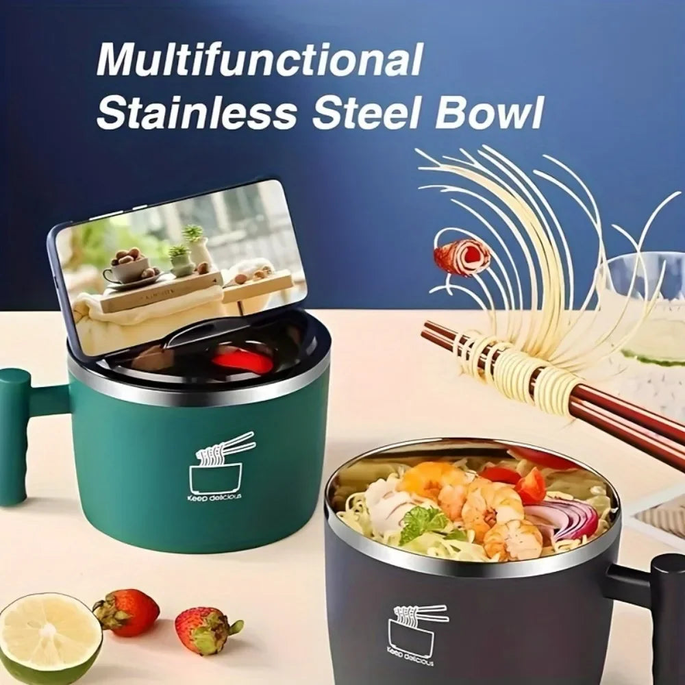Ramen Bowl, Lunch Container,1000ml Large Thai Soup Bowls, Tableware with Phone Stand, Cereal Bowls for Home, Kitchen, Camping,