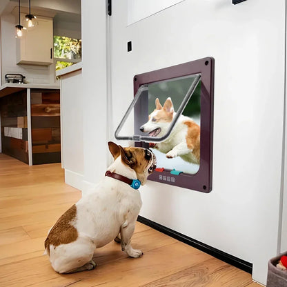 Cat Flap Door with 4 Way Security Lock ABS Plastic Gate Puppy Kitten Safety In/out Dog Cat Flap Door Kit Small Pet Supplies