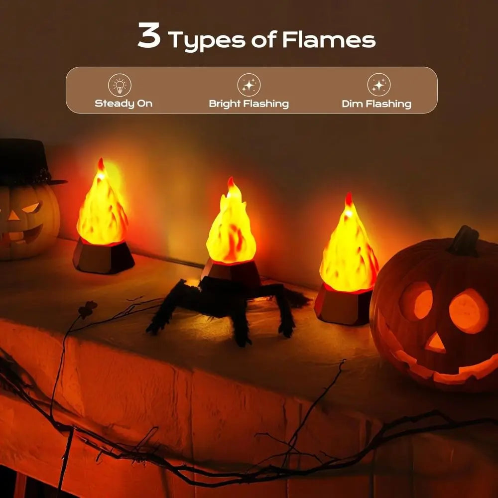 USB Rechargeable Flickering Flame Lamp 35H Runtime Energy Saving 3D Fake Fire Night Light Rechargeable Battery 3 Modes
