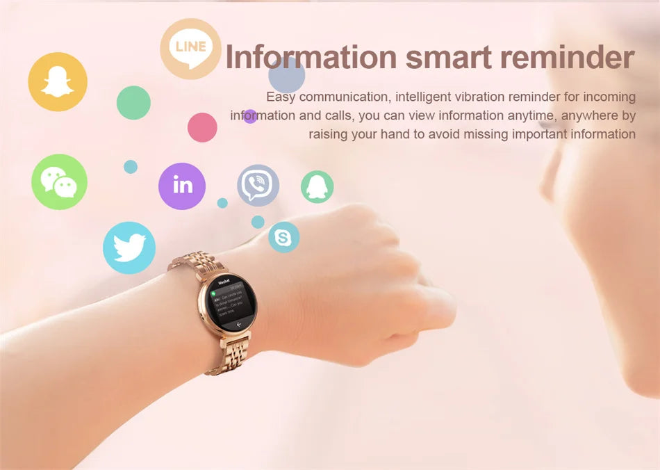 1.04 inch AMOLED Screen Fashion Ladies Smart Watch Screen Always Display Bluetooth Call Smartwatch Metal Body Small Screen Watch