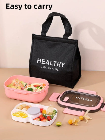 1200ML Double Layer Lunch Box Portable Compartment Salah Fruit Food Box Microwave Lunch Fork and Spoon Picnic Fresh Box