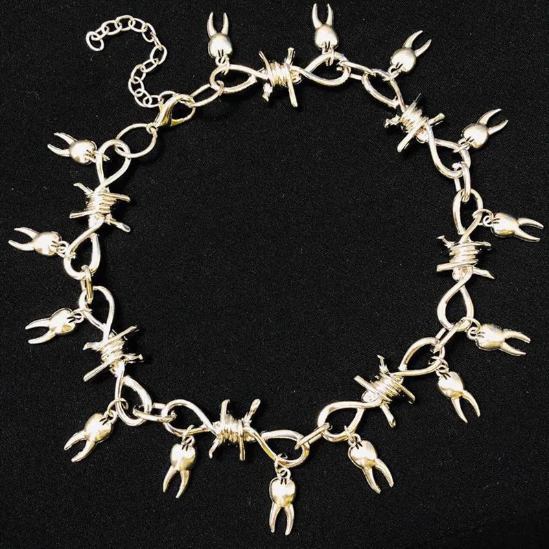 Chunky Tooth Choker, Rotten Teeth Choker, Fairy Barbed Wire Choker, Weird Jewelry, Goth Jewelry, Spike Punk Thorns Choker Gift