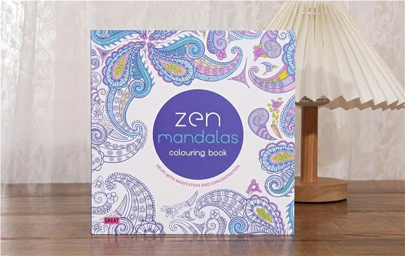 Mandalas Stress Relief Coloring Book English Edition, 128 pages thick 160g white cardboard, packaged in adult art mixed pattern