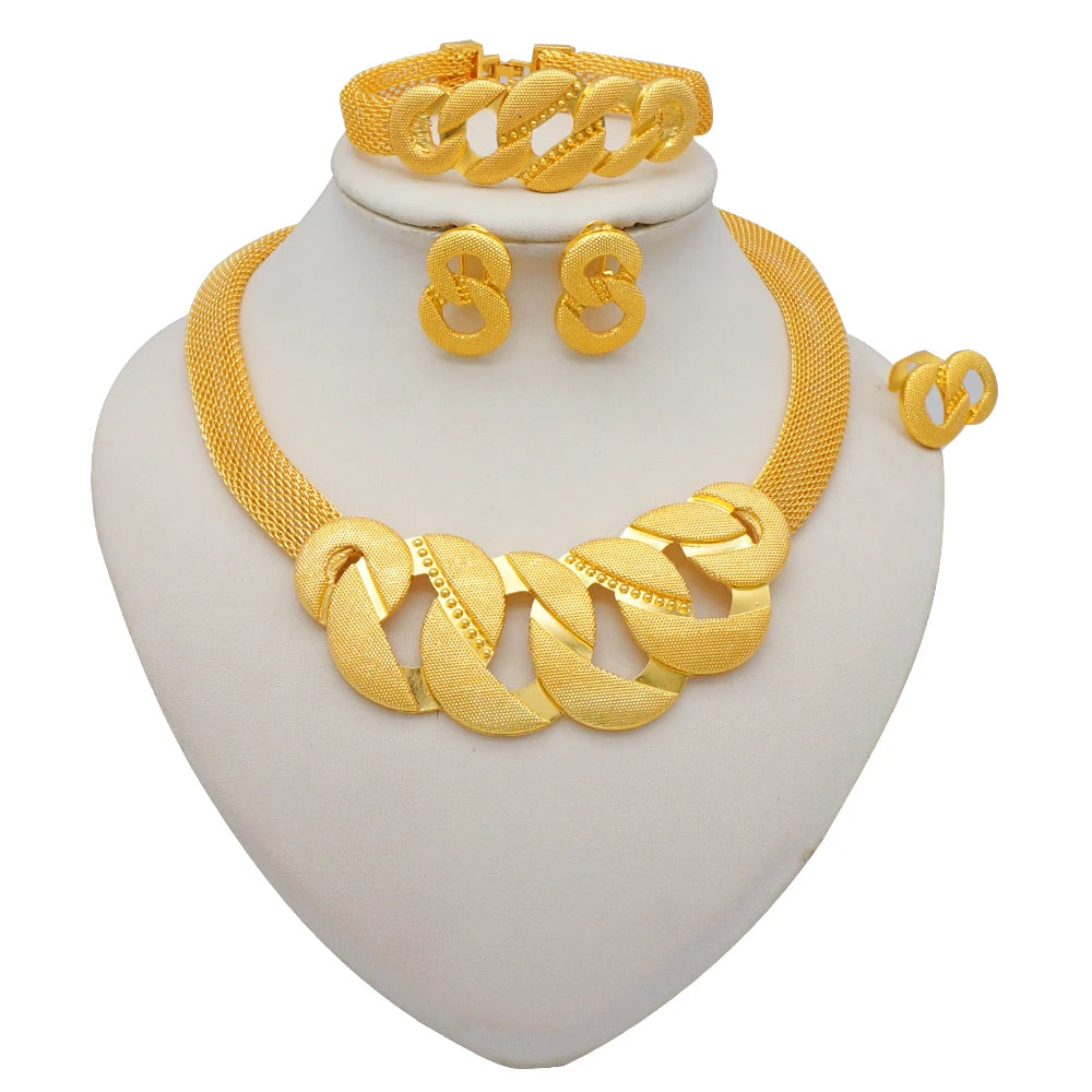 2023 Fine Jewelry Sets For Women Dubai Bridal Wedding Gifts Necklace Bracelet Earrings Ring Jewellery Set African Bead jewelry