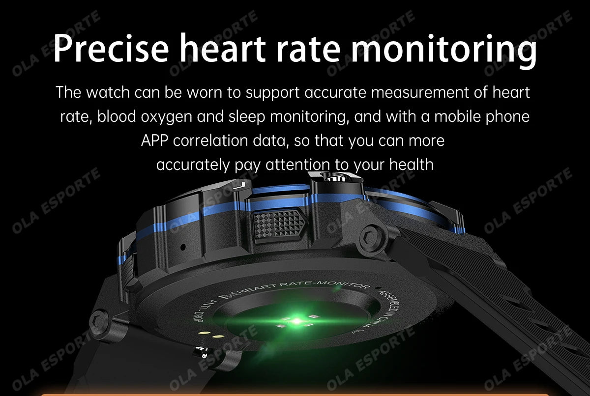 New Outdoor Military Smartwatch For Men Health Monitor Bluetooth Call Voice Assistant GPS Sports Waterproof Men Smartwatch 2024