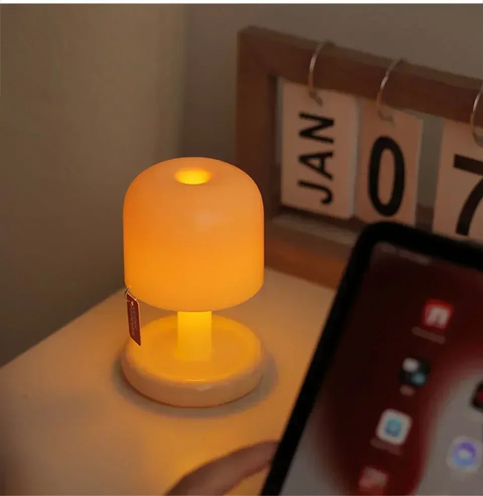 Mini Sunset Night Lamp Desktop Creative USB Rechargeable Ins Mushroom Style Led Night Light for Coffee Bar Home Decor Bedroom