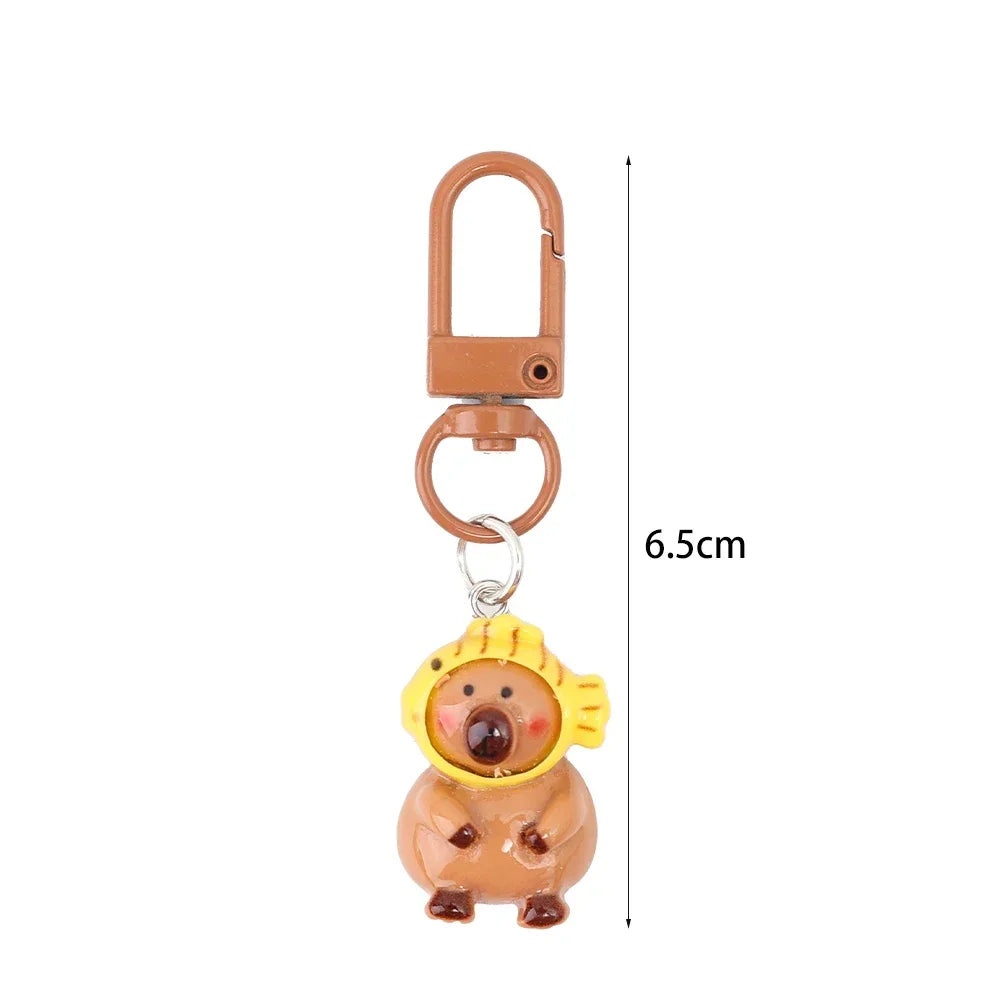 DIY Resin Cartoon Capybara Key Chains 1/10Pcs Funny Charms Glossy Flatback Animals Earrings Keyrings Jewelry Making Accessories