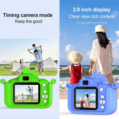 Kids Toys Camera HD 2.0 Inch Screen Cartoon Parrot Case 32GB Card Video Photo Child Birthday Festival Gifts Digital Camera Toys