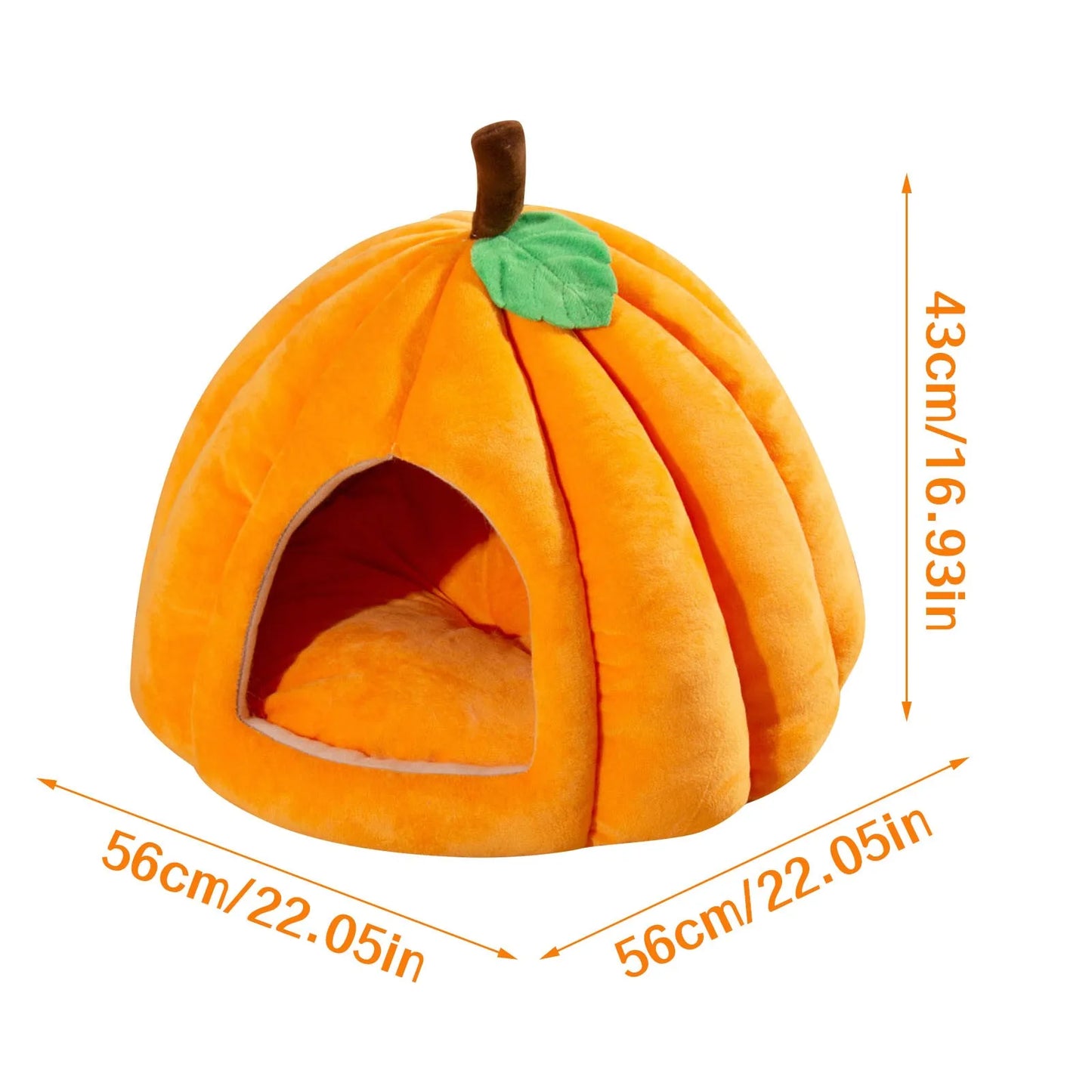 Creative Pumpkin Pet House Autumn And Winter Cat And Dog Semi-enclosed Pet Bed Warm And Thick Cat And Dog Nest Pet Supplies