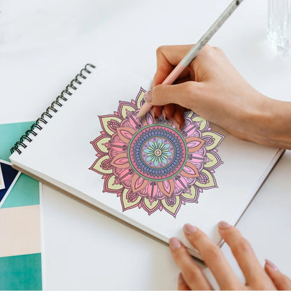 Rule Mandala Coloring Book Adult Printed Single-sided 24 Pages, Handmade Art for Adults to Relieve Anxiety and Depression