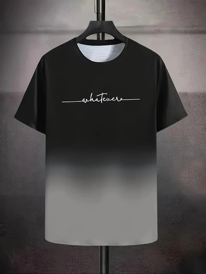 Men's Casual Crew Neck Short Sleeve T-shirt In Gradient Color,Versatile For Sports And Casual Wear
