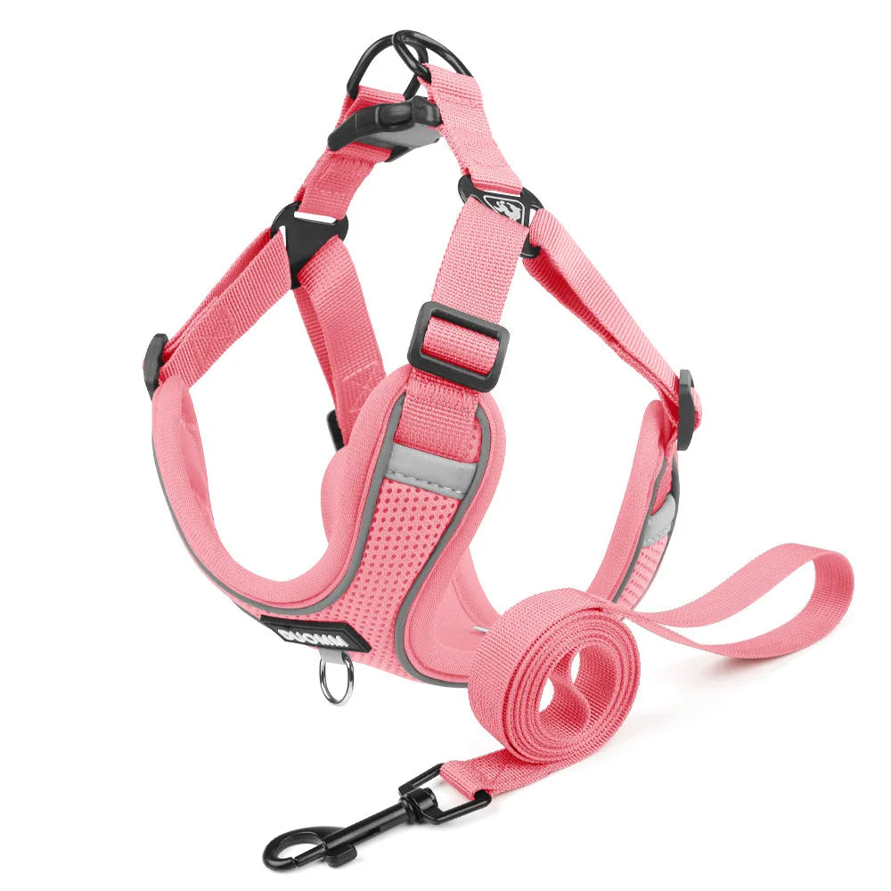 Dog Harness Leash Set Small Medium Dog Cat Chest Strap Adjustable Reflective Breathable Walking Training Vest Pet Accessories