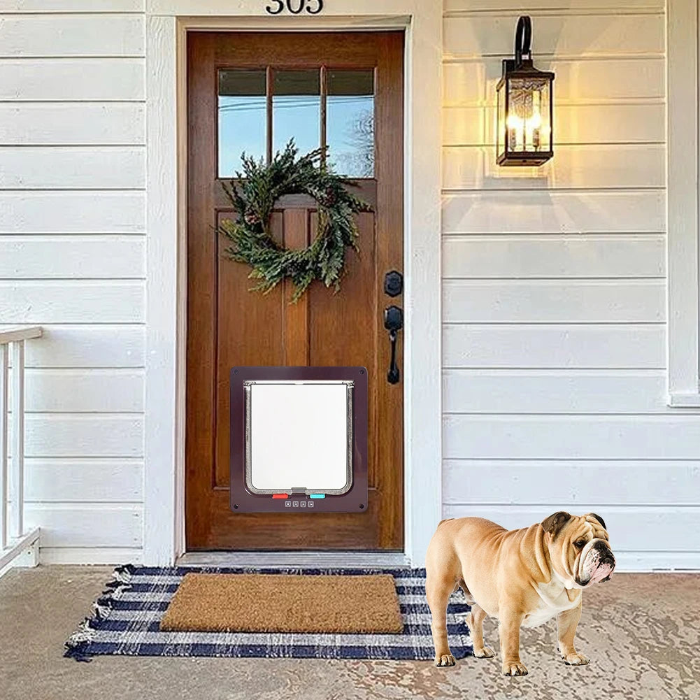 Cat Flap Door Magnetic Pet Door with 4 Way Security Lock for Cats Controllable ABS Plastic Small Puppy Gate Kitten Safety in&out