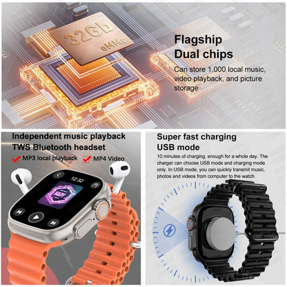DT Ultra 3 Pro Smart Watch HD AMOLED Screen 32GB MP3 MP4 Player  APP Store GPS Navigator ChatGPT NFC Sports Smartwatch Men Women