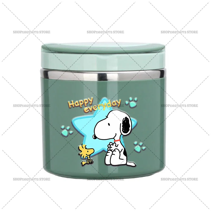 630ml Snoopys Food Thermal Jar Insulated Soup Cup Stainless Steel Vacuum Lunch Box with Handle Portable Sealed Bento Boxes Gift