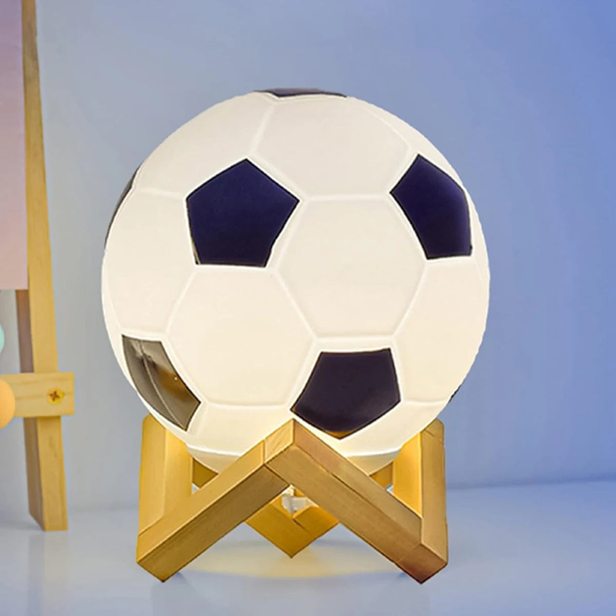 1pc 14cm/5.5in 3D Football Night Light Bedroom Desktop Decoration Soccer Lamp Battery Powered Perfect Gift For Teenagers Decor
