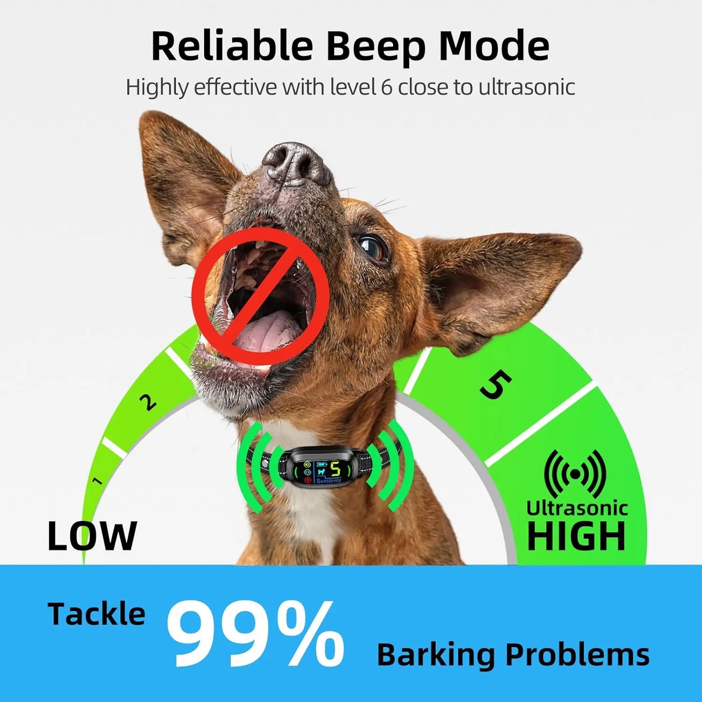 Dog Bark Collar,Rechargeable Smart Collar,Anti Barking Training Collar with 5 Adjustable Sensitivity Beep Vibration Shock