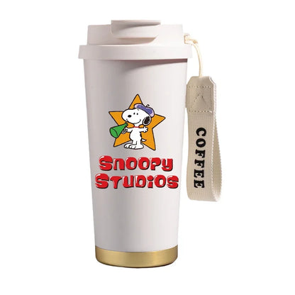 500ml Snoopys Stainless Steel Insulated Water Bottle Anime Kawaii Portable Travel Outdoor Car Tea Coffee Mug Cold Thermos Cup