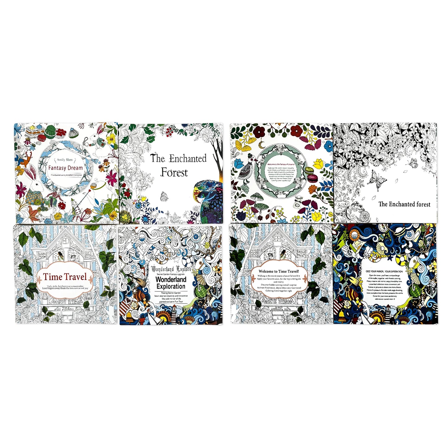 1 set of eight 24-page mandala flower coloring books for children and adult graffiti drawings