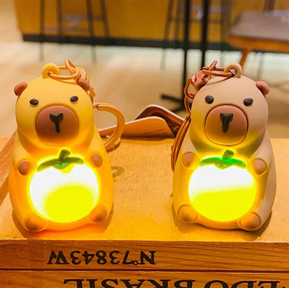 Simulation Capibara Anime Lighting In The Dark Toy Kawaii Cute Mini Doll Warm Light Keyring Creative Luminous Capybara Keychain