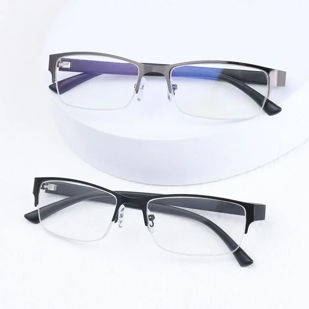 Metal Anti-blue Light Reading Glasses Farsighted Eyeglasses Men Business Eyewear Diopter 0 +1.0 +1.5 +2.0 +2.5 +3.0 +3.5 +4.0