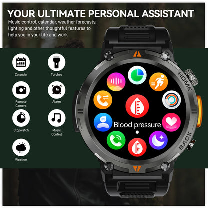 EIGIIS KE3 Smart Watch 3ATM Waterproof Original Design For Men Bluetooth Call Health Monitor With Flashlight 100+ Sports Modes