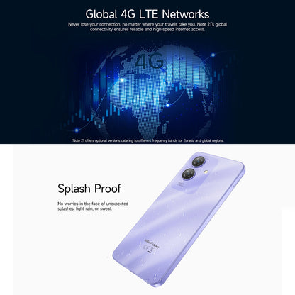 Ulefone Note 21 Smartphone 6.56" 90Hz 5000mAh Battery 4GB+128GB Unisoc T606 13MP Camera 4G Android 14 Mobile Phone