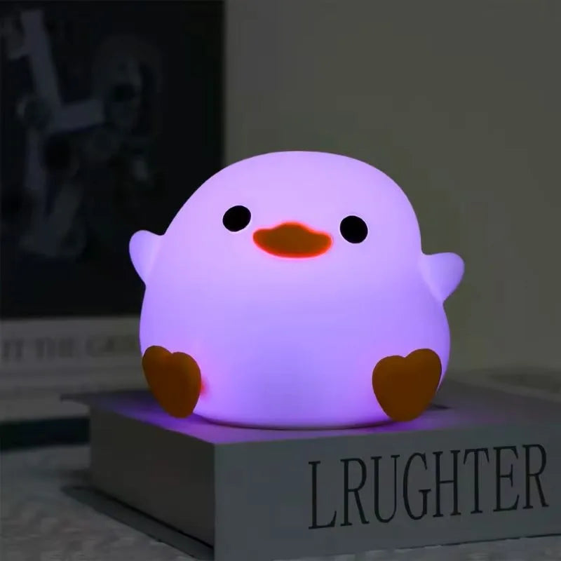 Cute Duck Night Light Ferry Duck Light LED Silicone Dimmable Night Light with Touch Sensing Room Dormitory Decoration